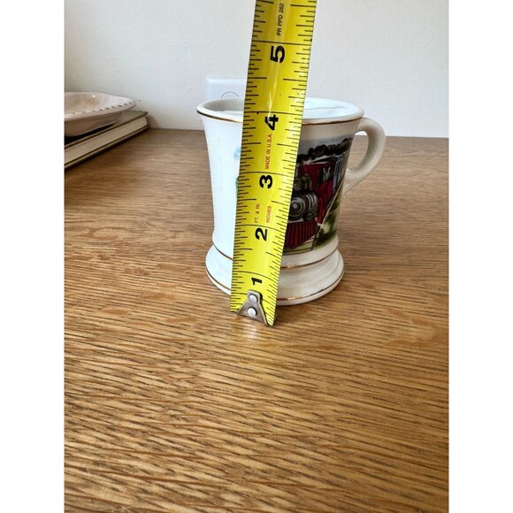 Vintage Train Motif Mustache Shaving Mug Porcelain Made In Japan Antique 4 Inche - Picture 8 of 9